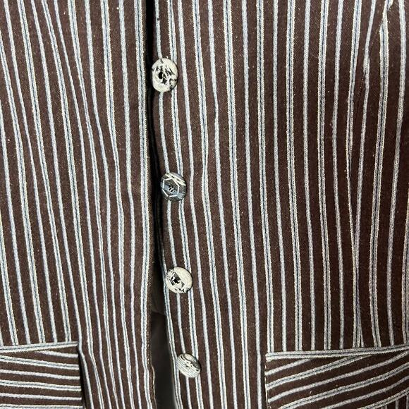 Soft Surroundings Brown Gray Striped Blazer Size Medium - Picture 4 of 7